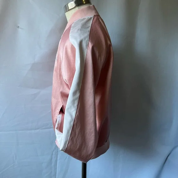 PUMA Pink and White Satin Bomber Jacket Size Small - Picture 7 of 11